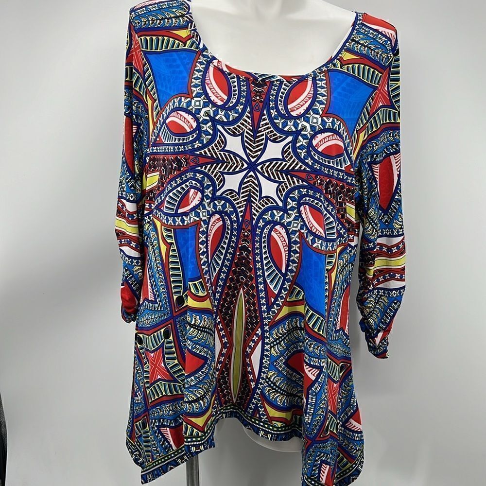 Premise handkerchief cut ruched sleeve size 3X top